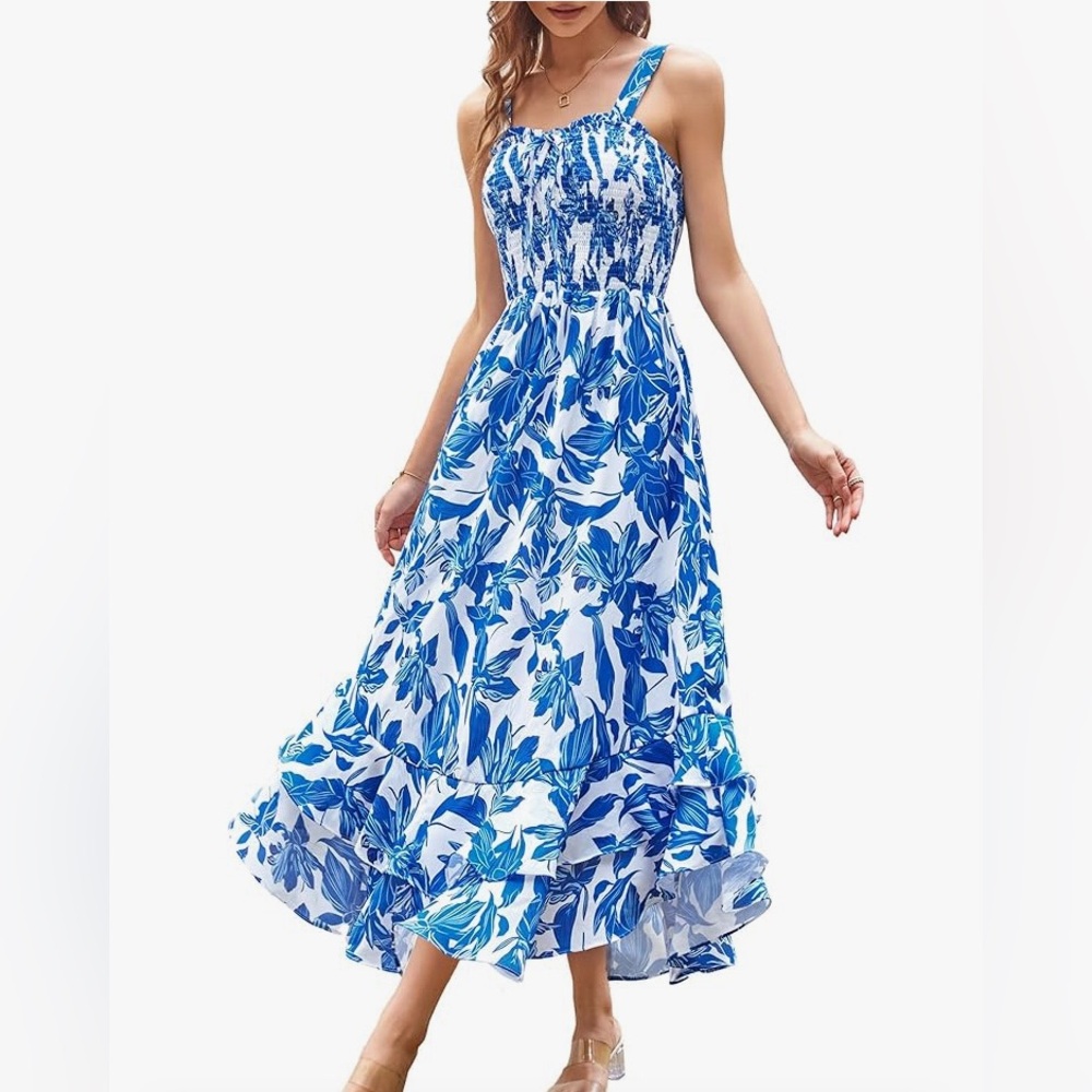 Grace Karin Blue and White Floral Maxi Dress